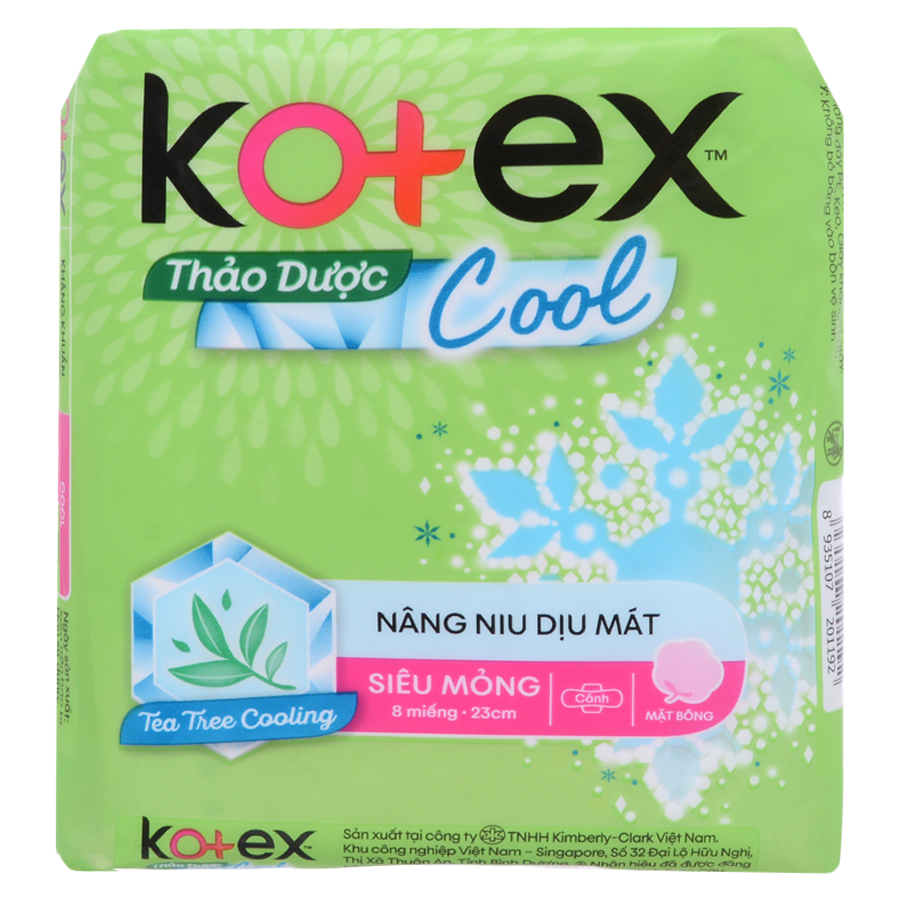Kotex herbal cool super thin no wing  8pcs/bag, 48bags/case